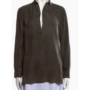 Silk V-neck tunic blouse top